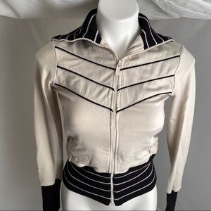 Bebe Sport Ivory with black trim full zip track jacket